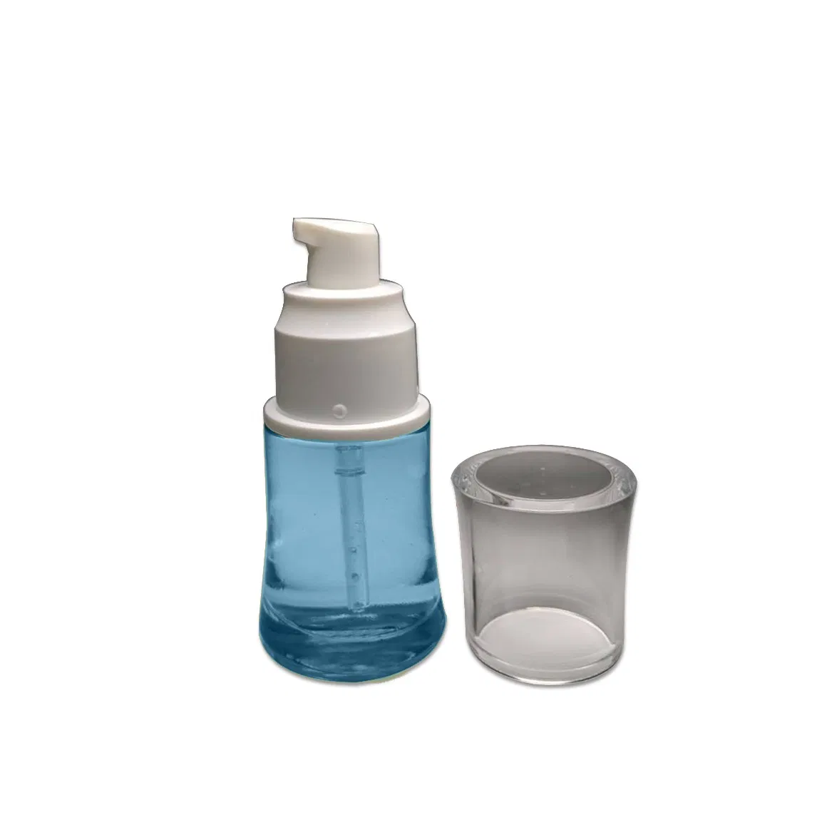 Confezione cosmetica per la cura della pelle Elegance, flacone di vetro vuoto da 30 ml, collo misura 20/410, con pompa per crema/lozione per idratante viso